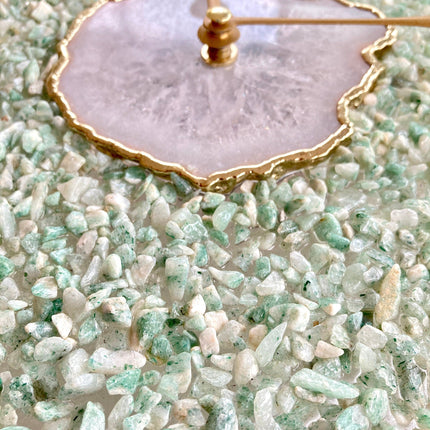 10" Diameter Large Light Green Crystal With White Agate Wall Clock